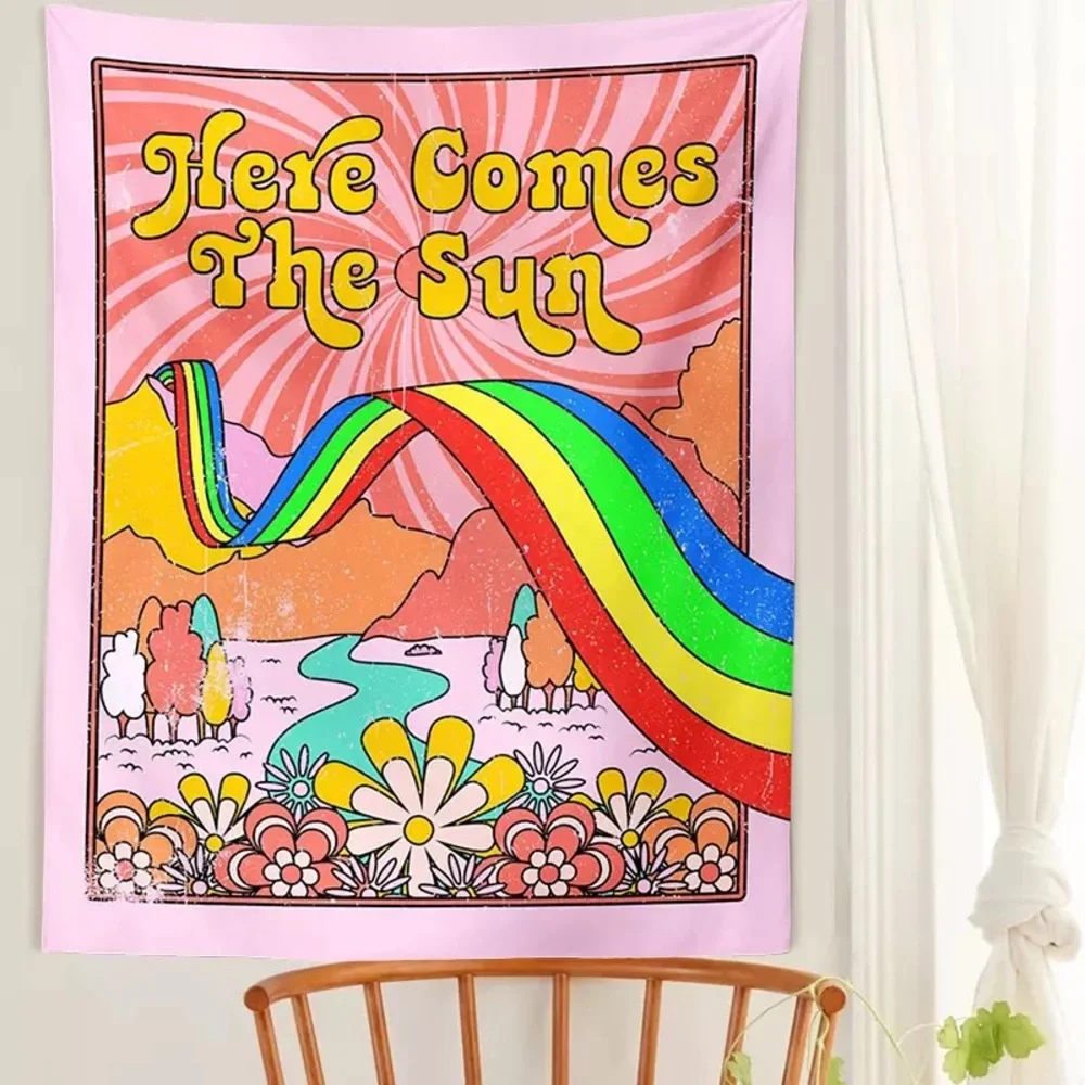 Y2K Aesthetic ‘Here Comes The Sun’ Tapestry Wall Decor